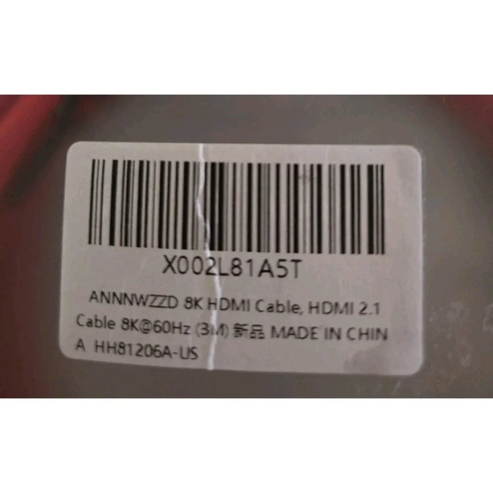 ANNNWZZD 8K HDMI 2.1 Cable 3M Red Braided High Speed 8K@60Hz HH81206A-US